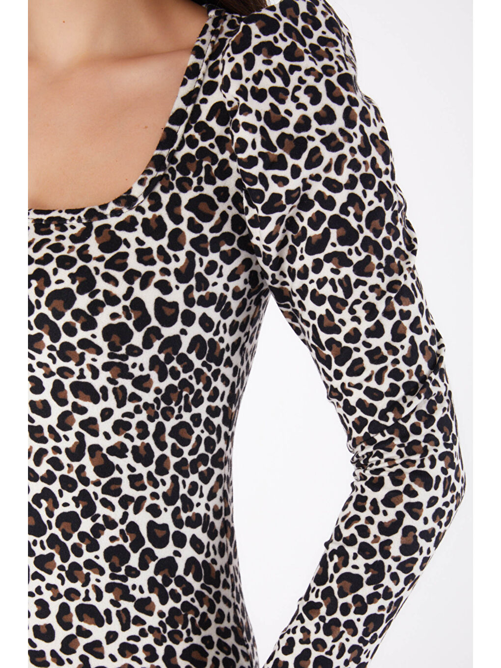 Prenses Kol Desenli Elbise Ekru - 26375-6