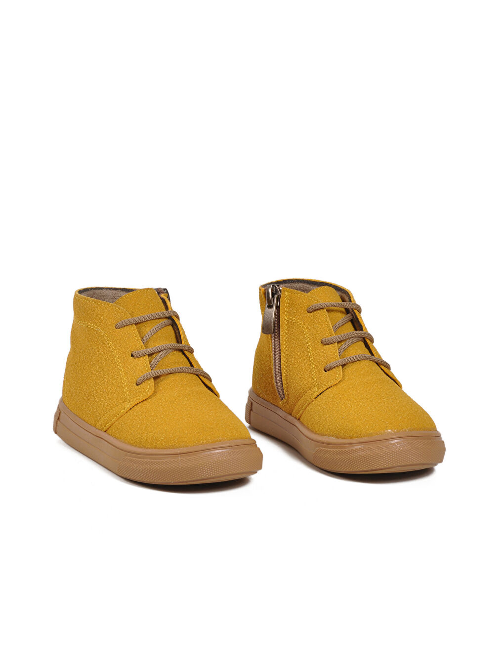 Sarı Süet Bağcıklı Fermuarlı Bebek Bot 823106 B-2