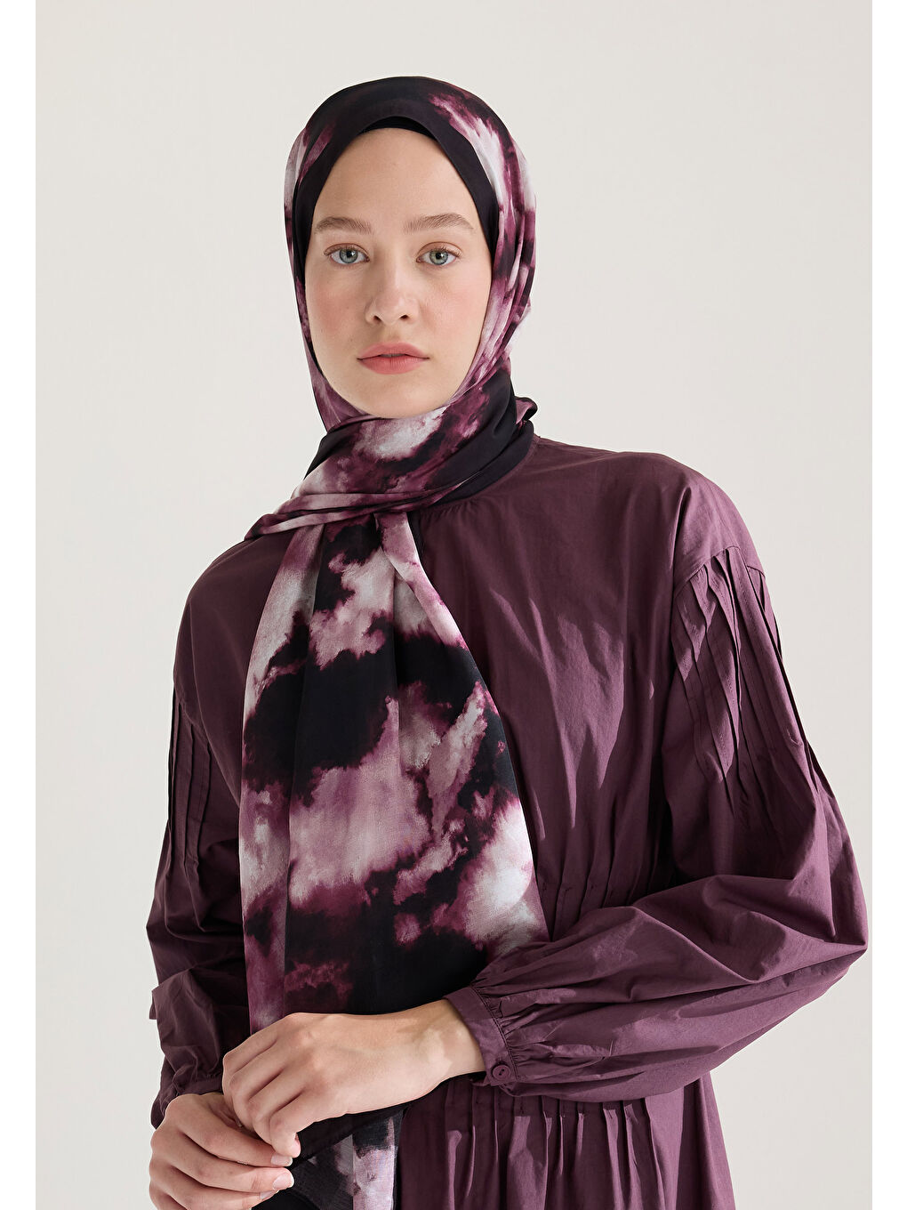 Lola Floş Viskon Şal Mürdüm-3