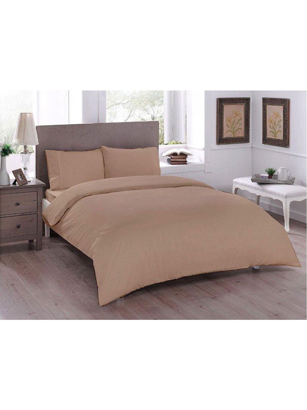 Kahverengi Pure Çift Kişilik Nevresim Seti Cappucino