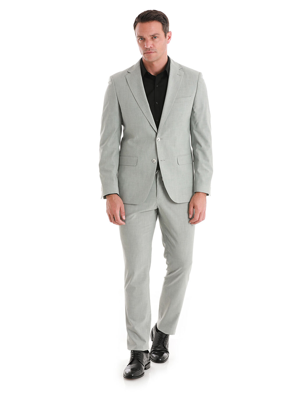 Hatemoğlu Gri Slim Fit Desenli Mono Yaka Klasik Takım Elbise