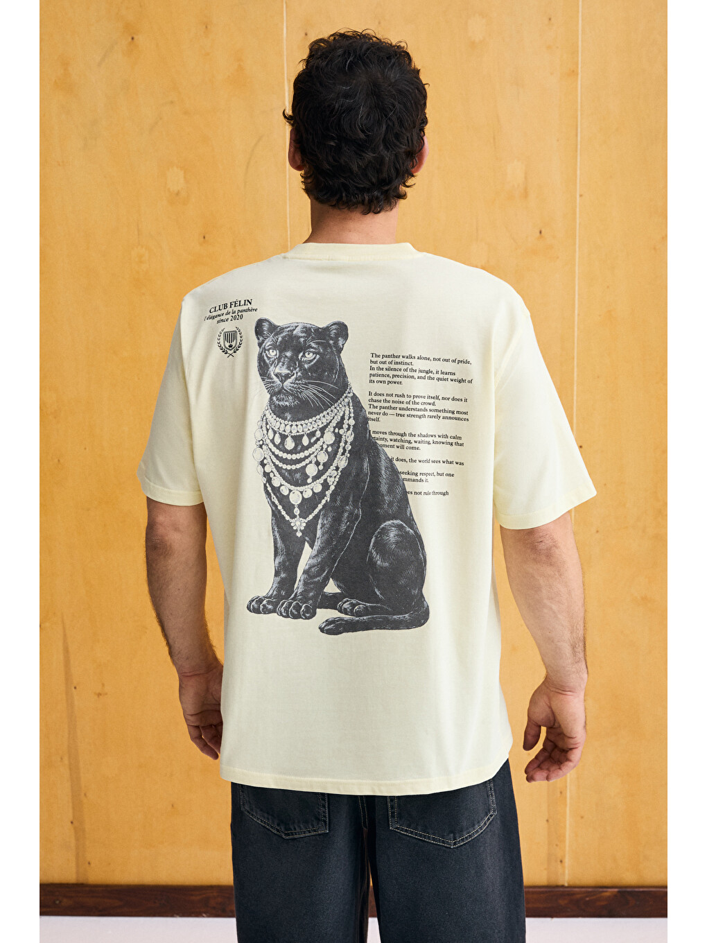 Sarı GIGANEST Erkek %100 Organik Pamuklu Baskı Detaylı Yuvarlak Yaka SARI T-Shirt-1