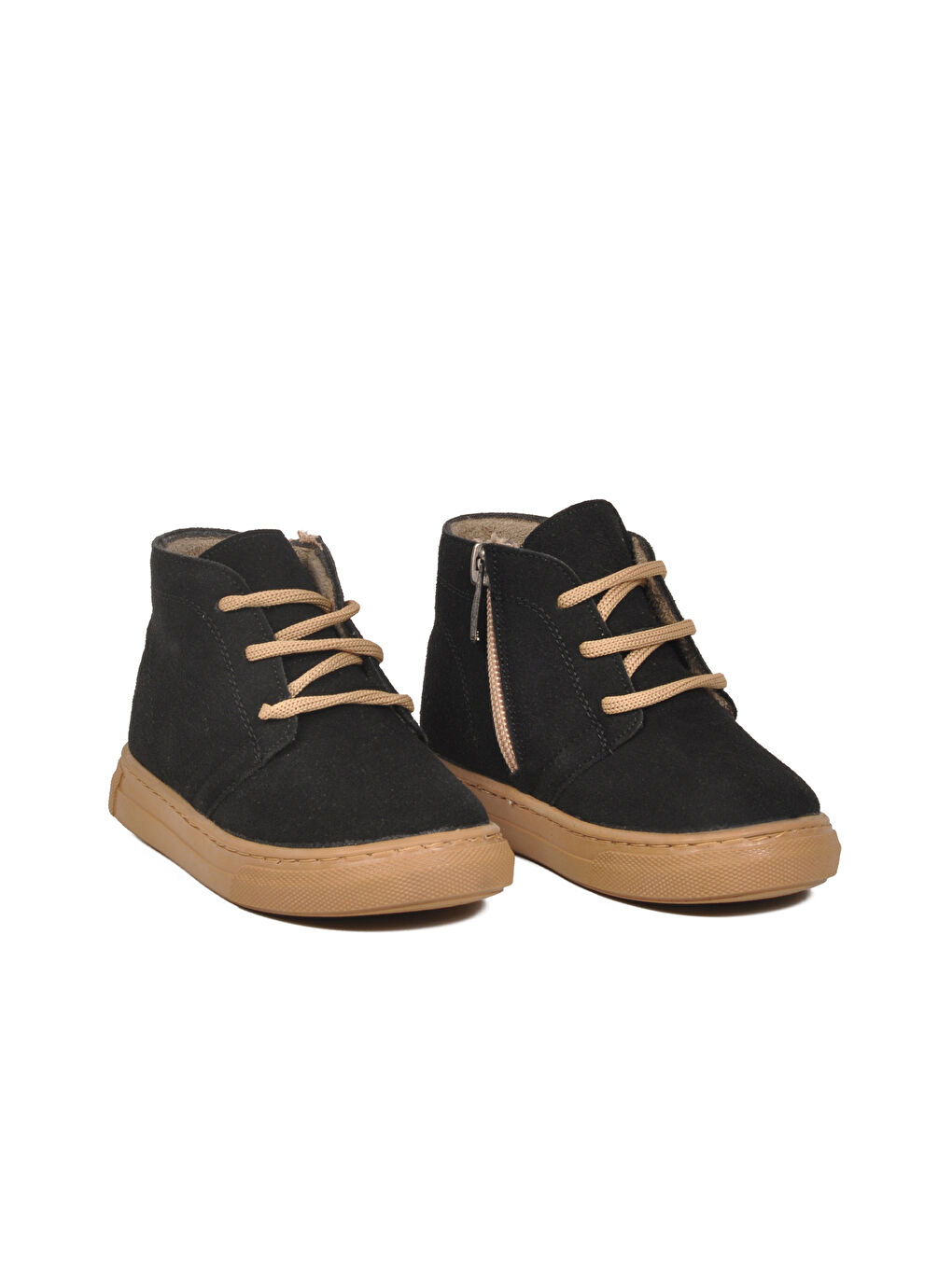 Siyah Süet Bağcıklı Fermuarlı Bebek Bot 823106 B-2
