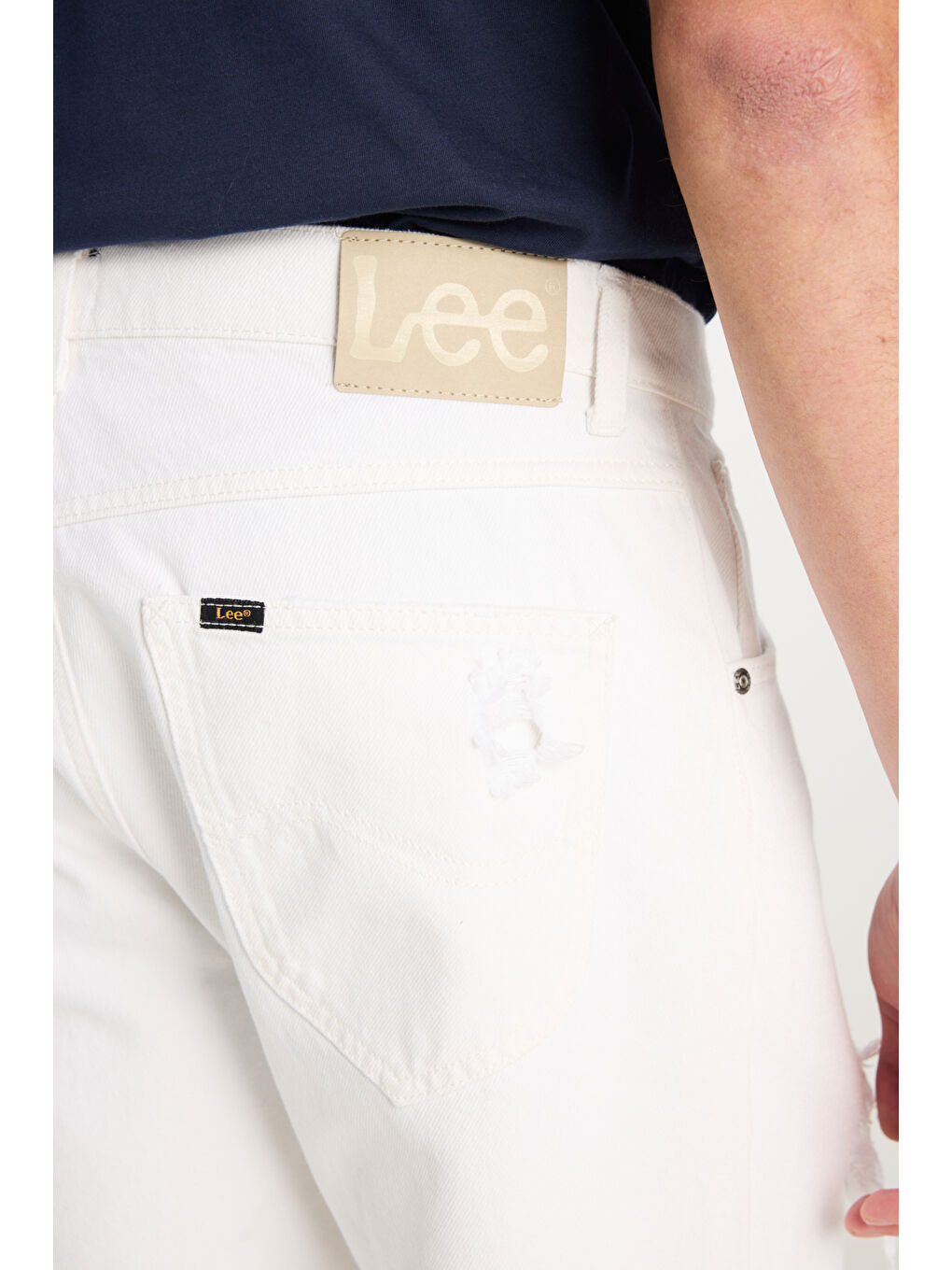 Regular Fit Normal Kesim %100 Pamuk Normal Bel Beyaz Jean Şort-4