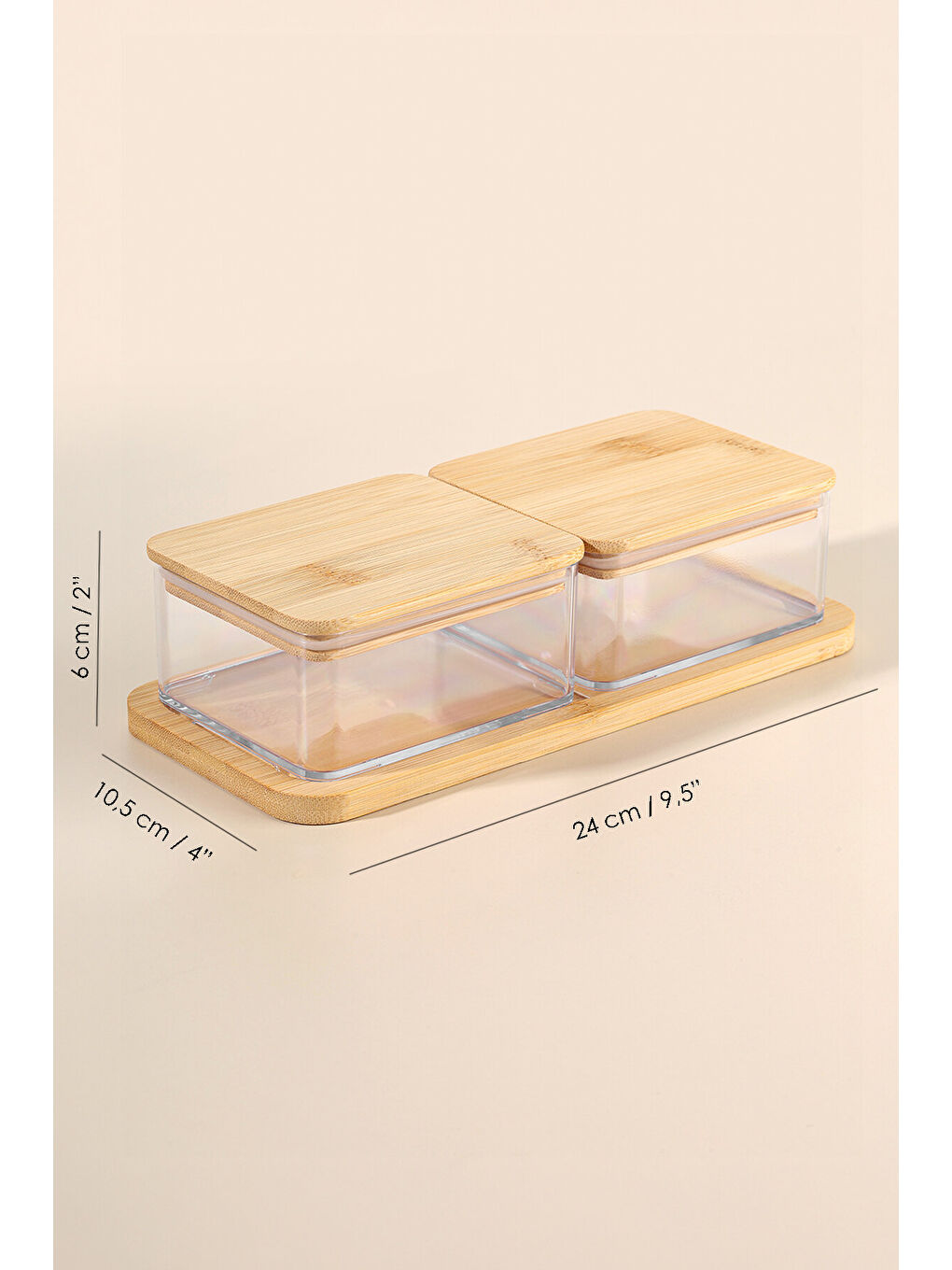 Bej Bambu Kapak Kapaklı Saklama Kabı 400 ml-4