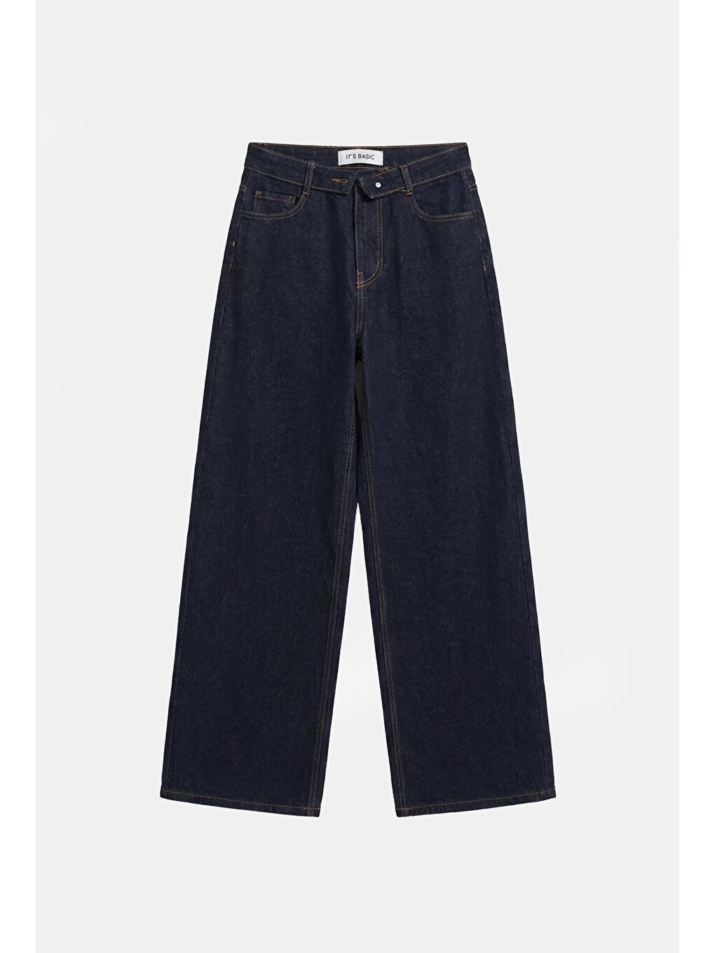 Kadın İndigo Selvedge 7w6-50 Straight Fit Kemer Detaylı Denim Jean-2