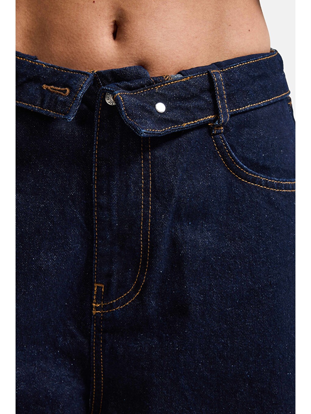 Kadın İndigo Selvedge 7w6-50 Straight Fit Kemer Detaylı Denim Jean-3