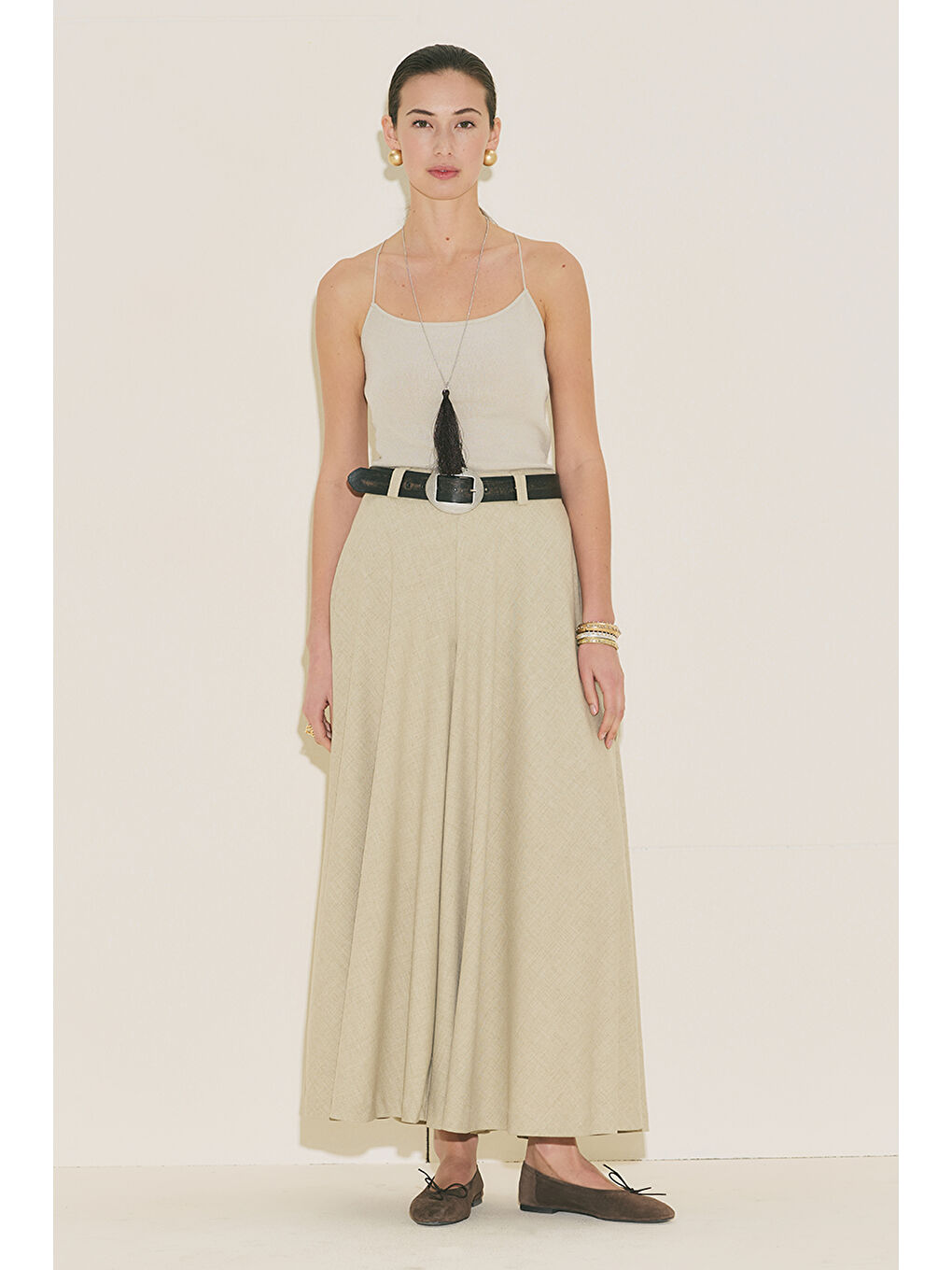 Etek Formlu Geniş Pantolon Yeşil