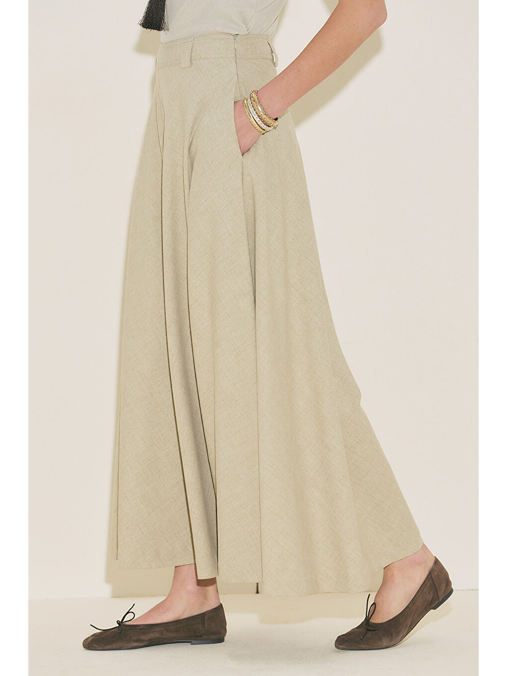 Etek Formlu Geniş Pantolon Yeşil-1