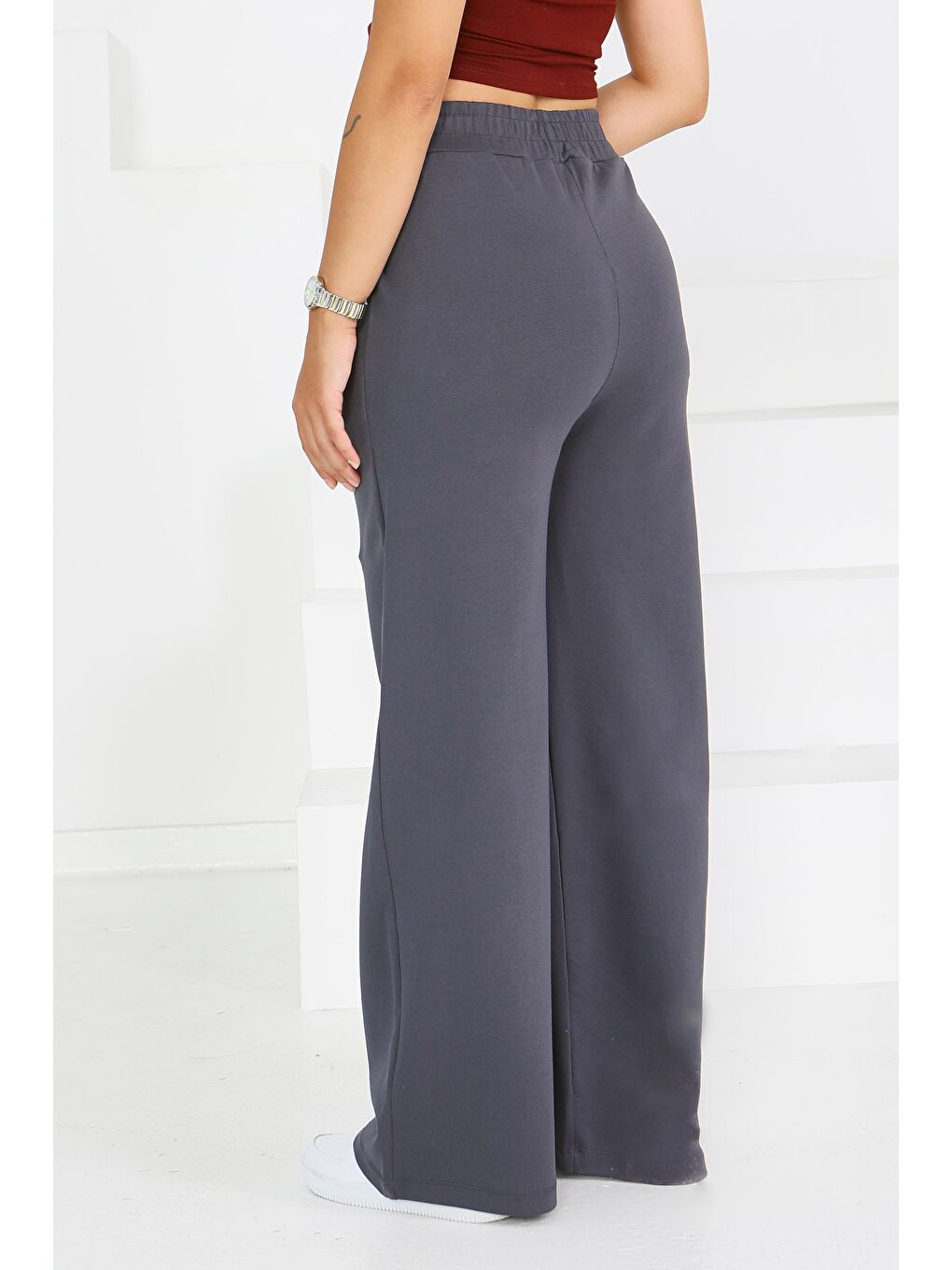 Cepli Bol Paça İki İplik Eşofman Altı Antrasit - 27674-3