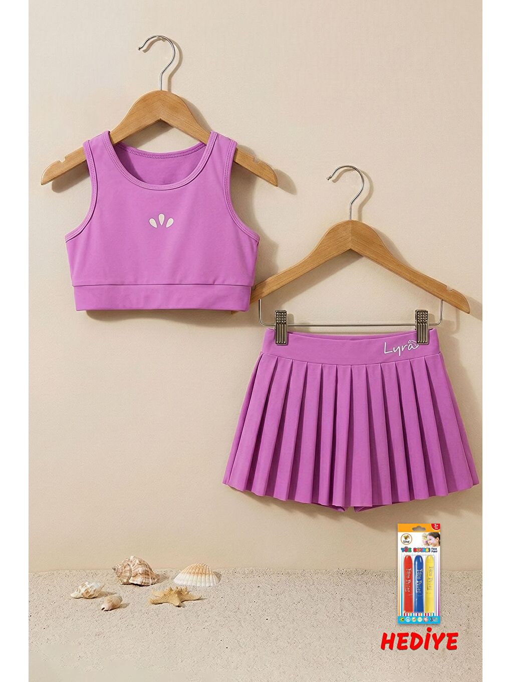 Mor Sport Chic Etekli Kız Çocuk Alt - Üst Takımı