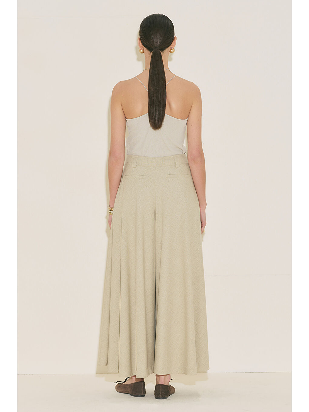 Etek Formlu Geniş Pantolon Yeşil-4