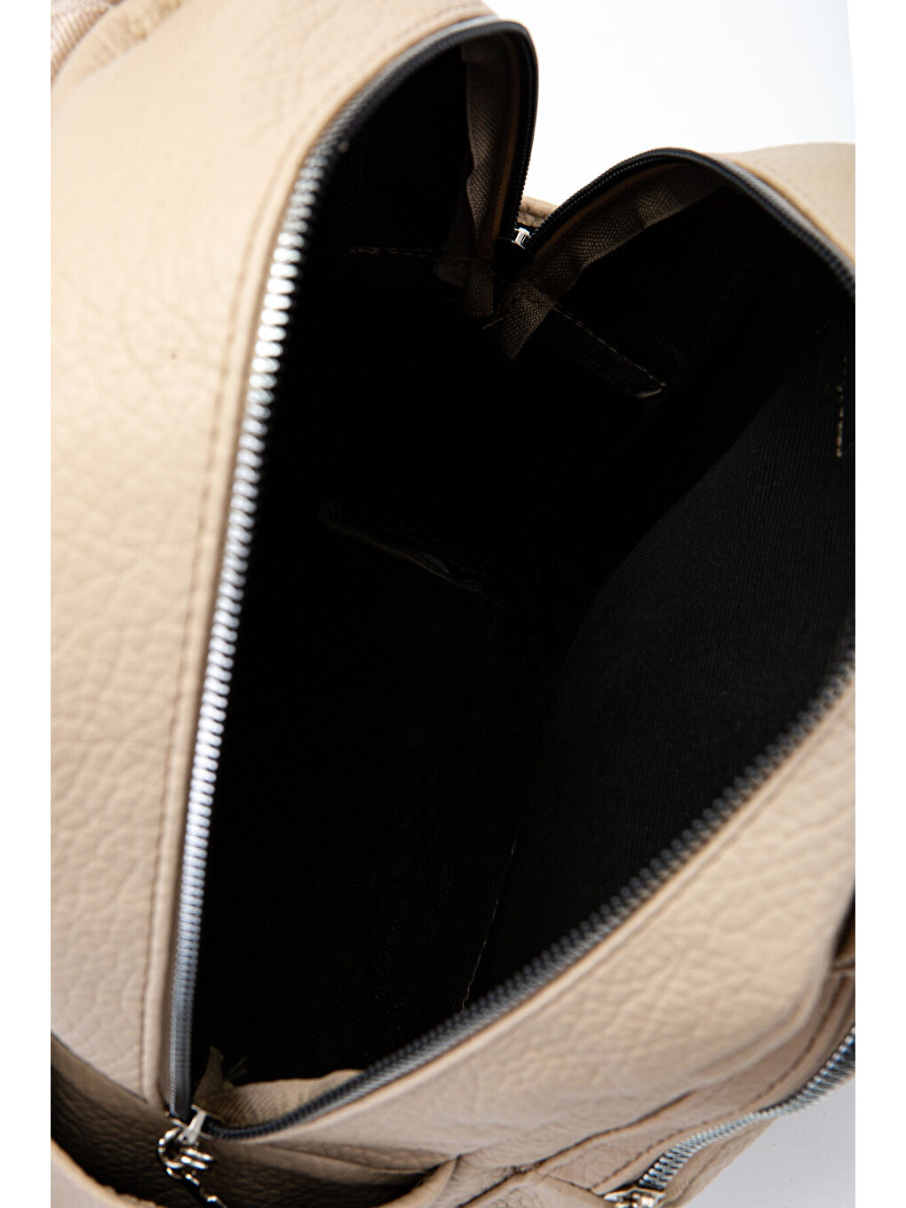 Bej Çok Gözlü Suni Deri Bucky Sırt Çanta Vizon-5