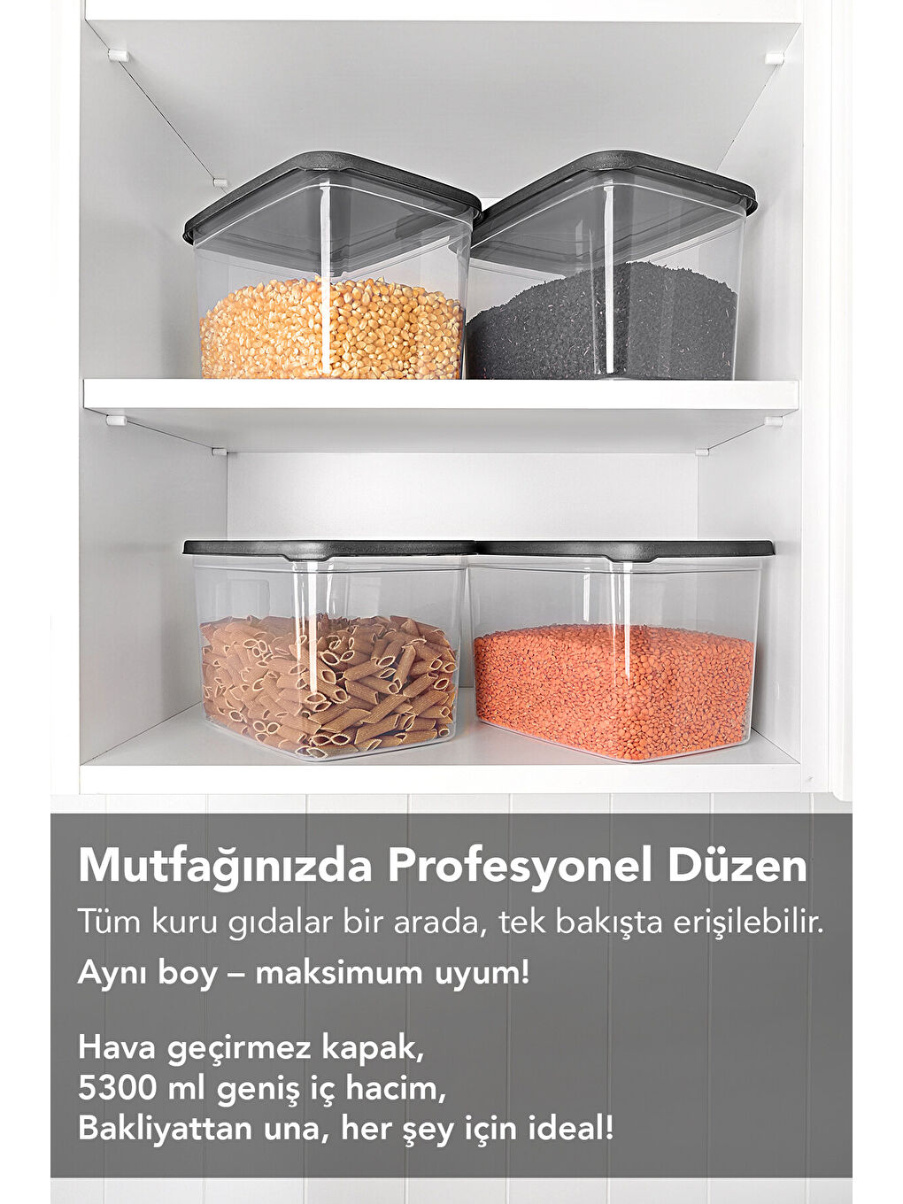 Renksiz 3 Adet Erzak Saklama Kabı 3700 ml-2