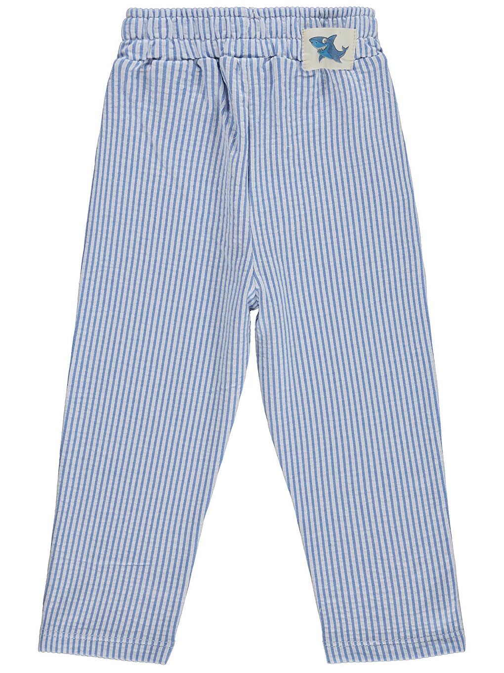 Boys Köpekbalığı Armalı Kendinden Çizgili 2-5 Yaş Pantolon - Mavi-1