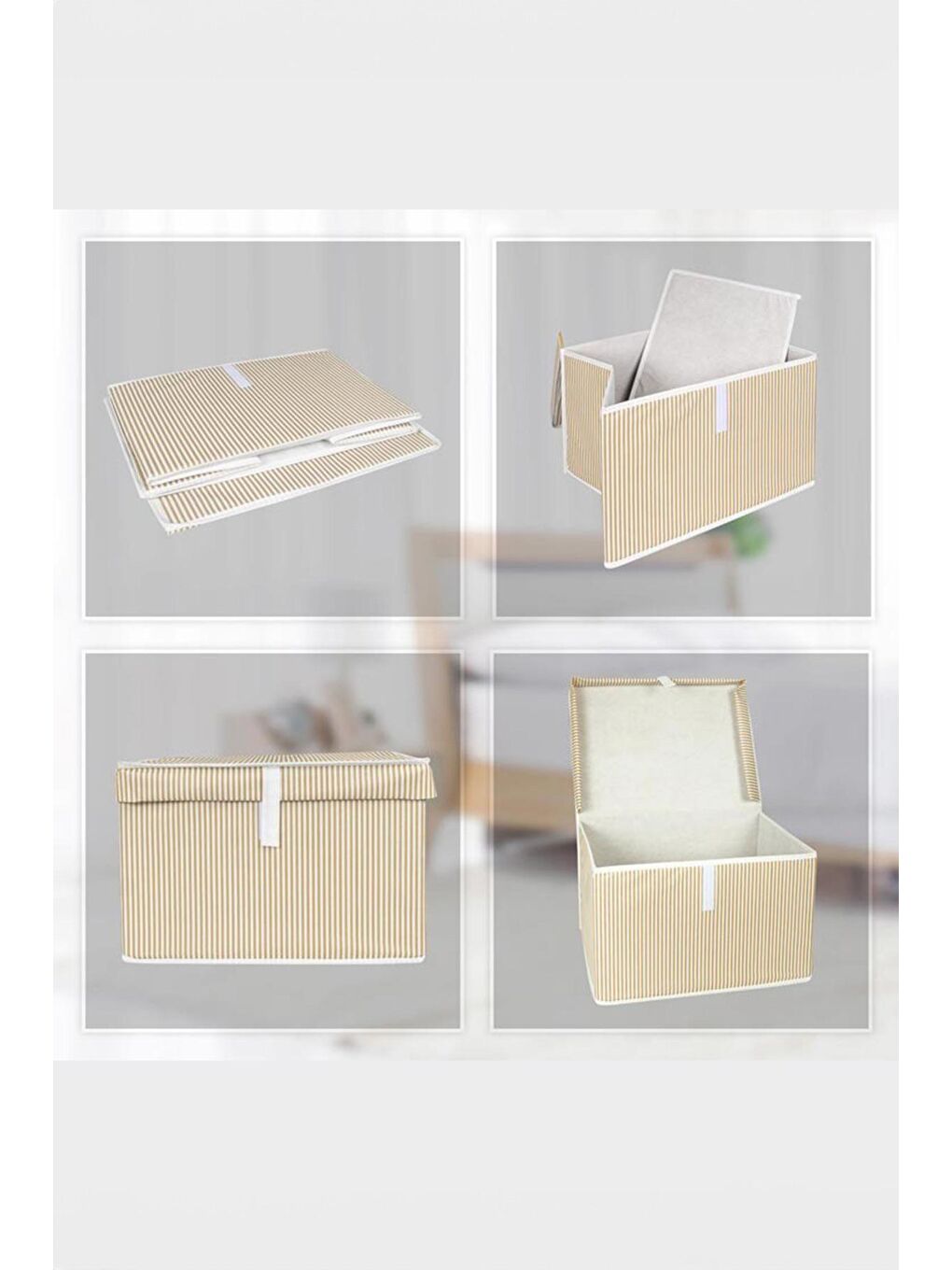 Bej Çizgili Çok Amaçlı 40 x 30 x 26 cm Hurç-1