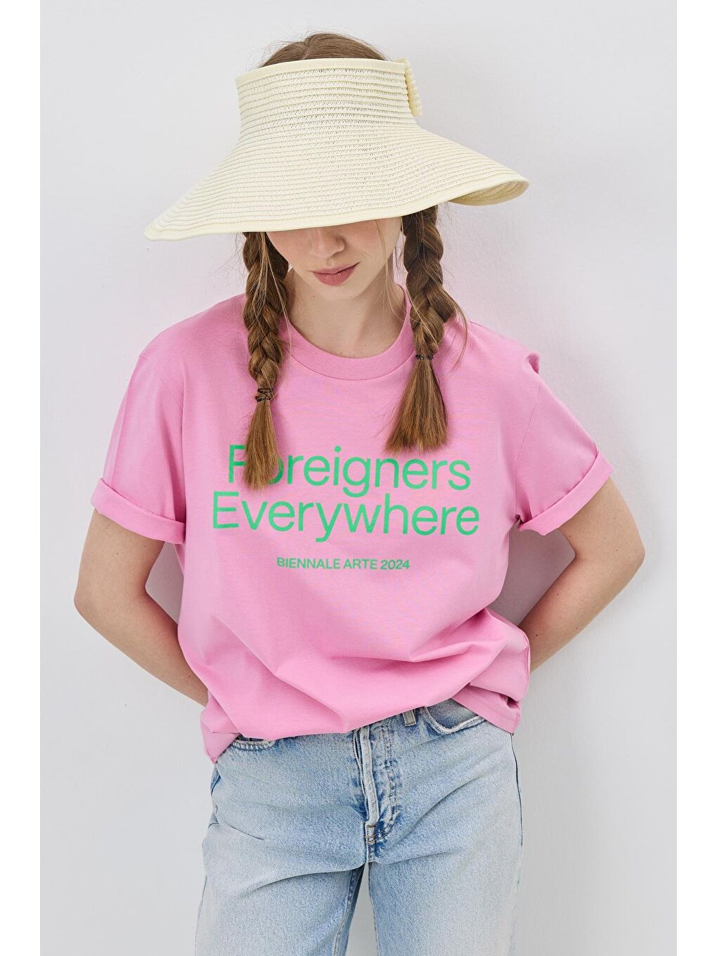 Fiyonk Detaylı Vizör Hasır Şapka Y8207 Ekru