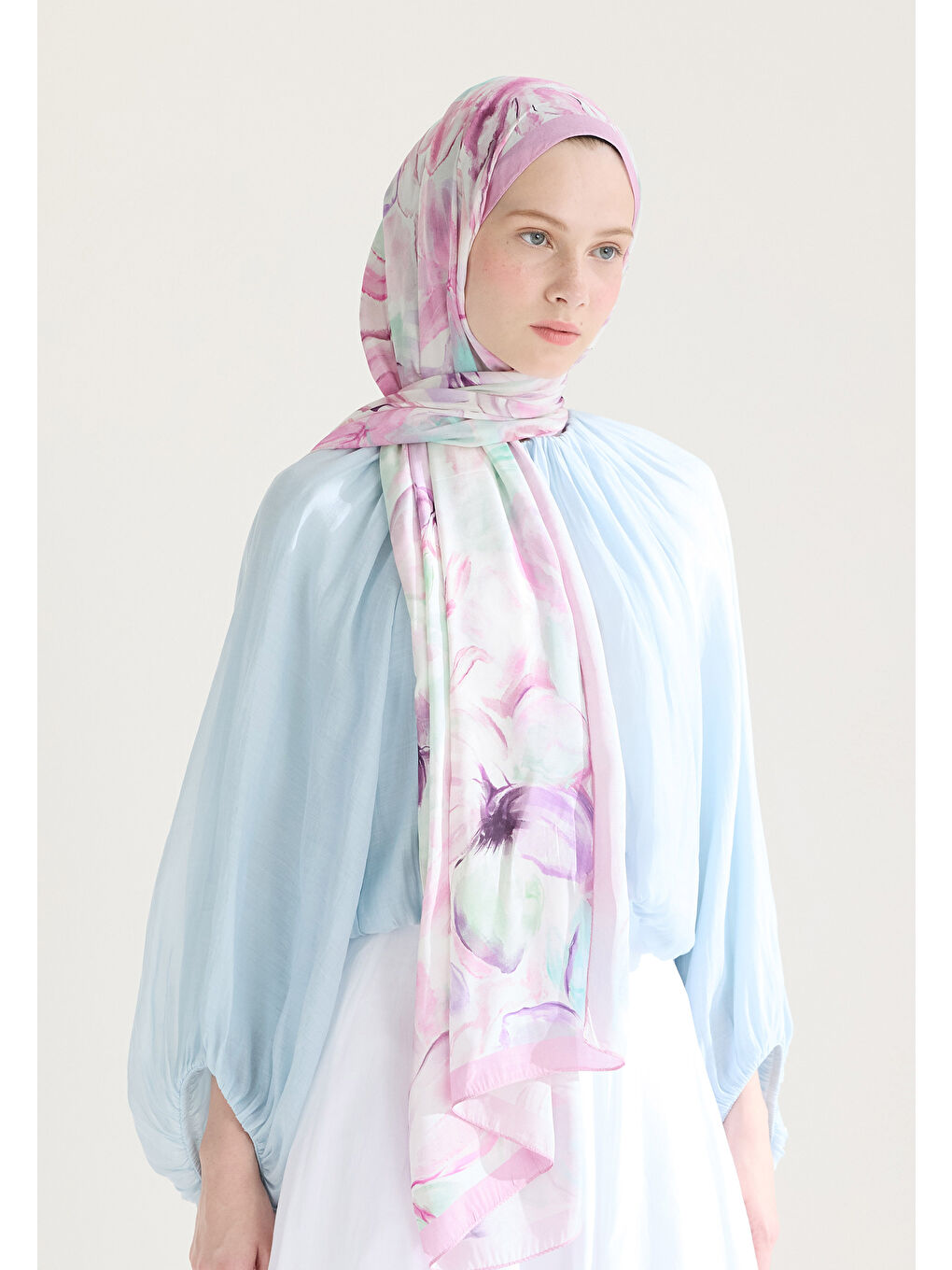 Pembe Soft Flora Floş Viskon Şal Gülpembe