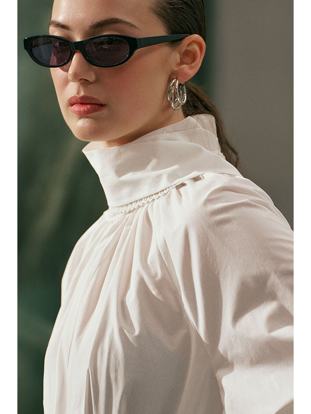 Bağlama Yaka Bluz Ekru-7