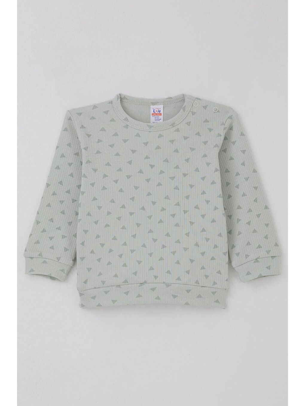 Turkuaz Erkek Bebek Pijama Takımı Omuzdan Patlı Minik Üçgenler Desenli Su Yeşili (4 Ay-1 Yaş)-1