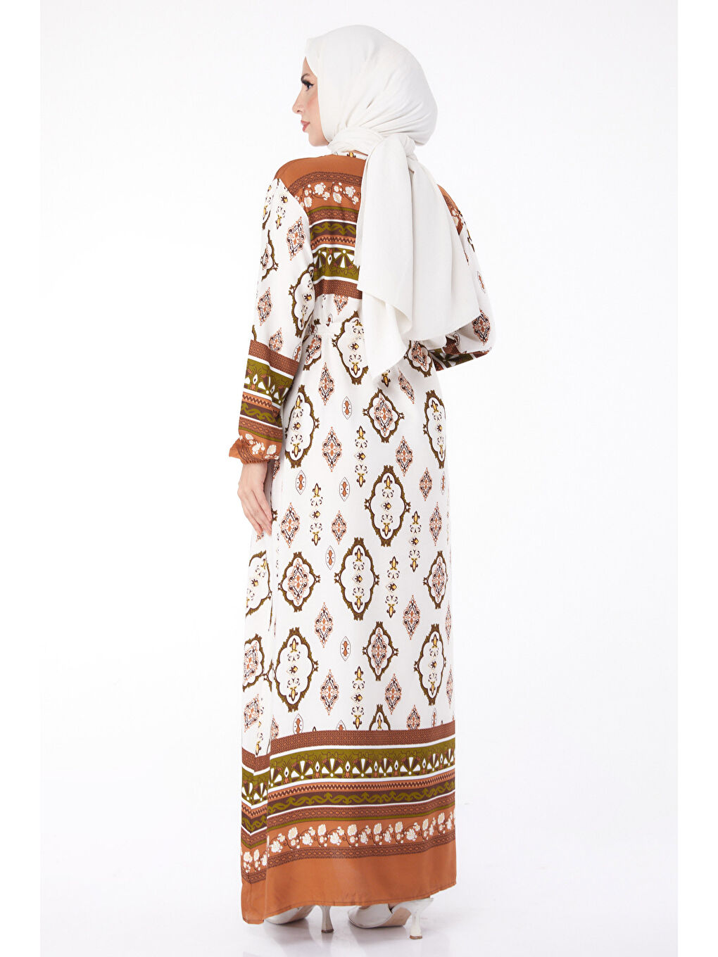 Kahverengi Etnik Desenli Elbise Kahve - 26225-4