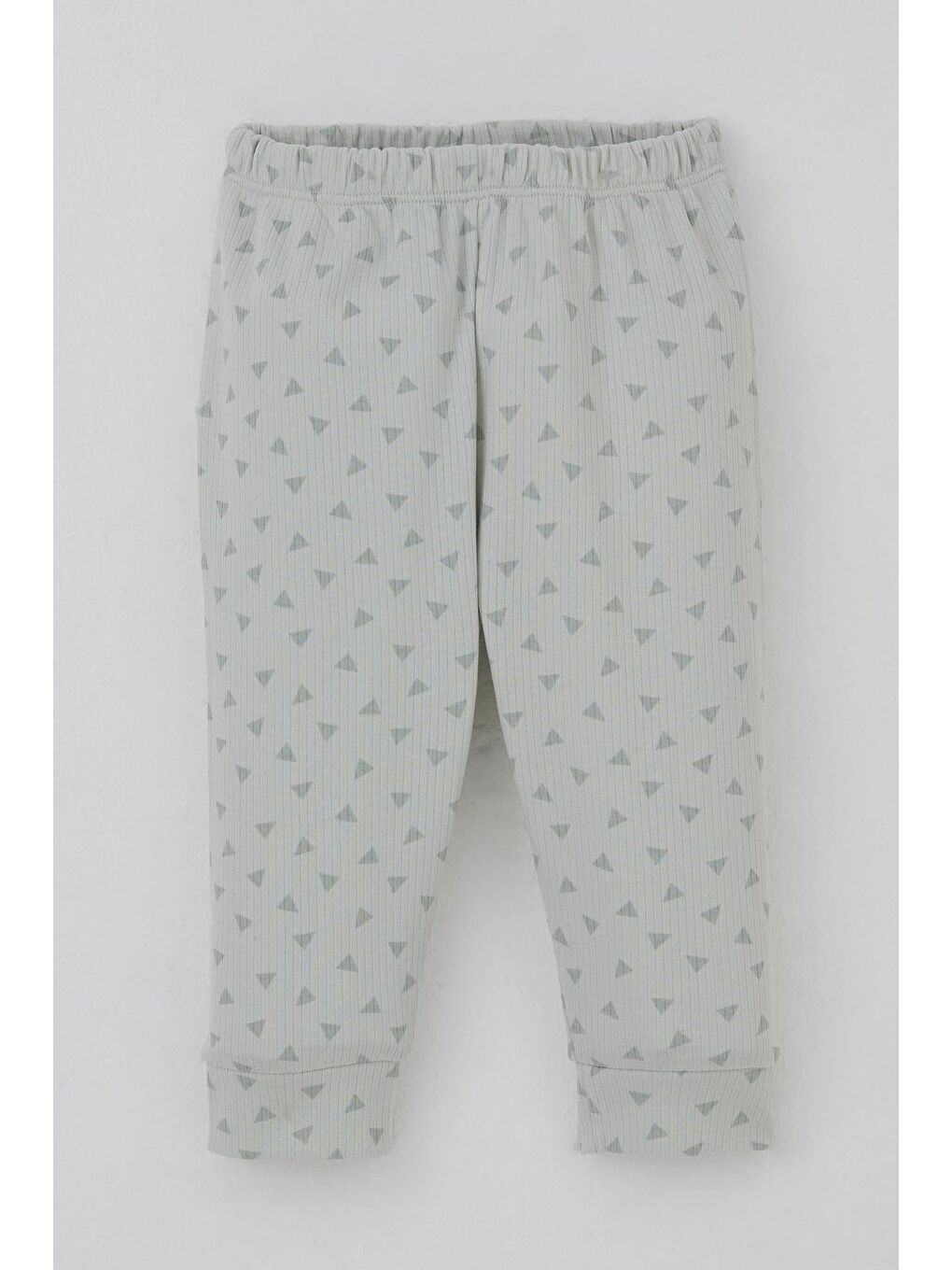 Turkuaz Erkek Bebek Pijama Takımı Omuzdan Patlı Minik Üçgenler Desenli Su Yeşili (4 Ay-1 Yaş)-2