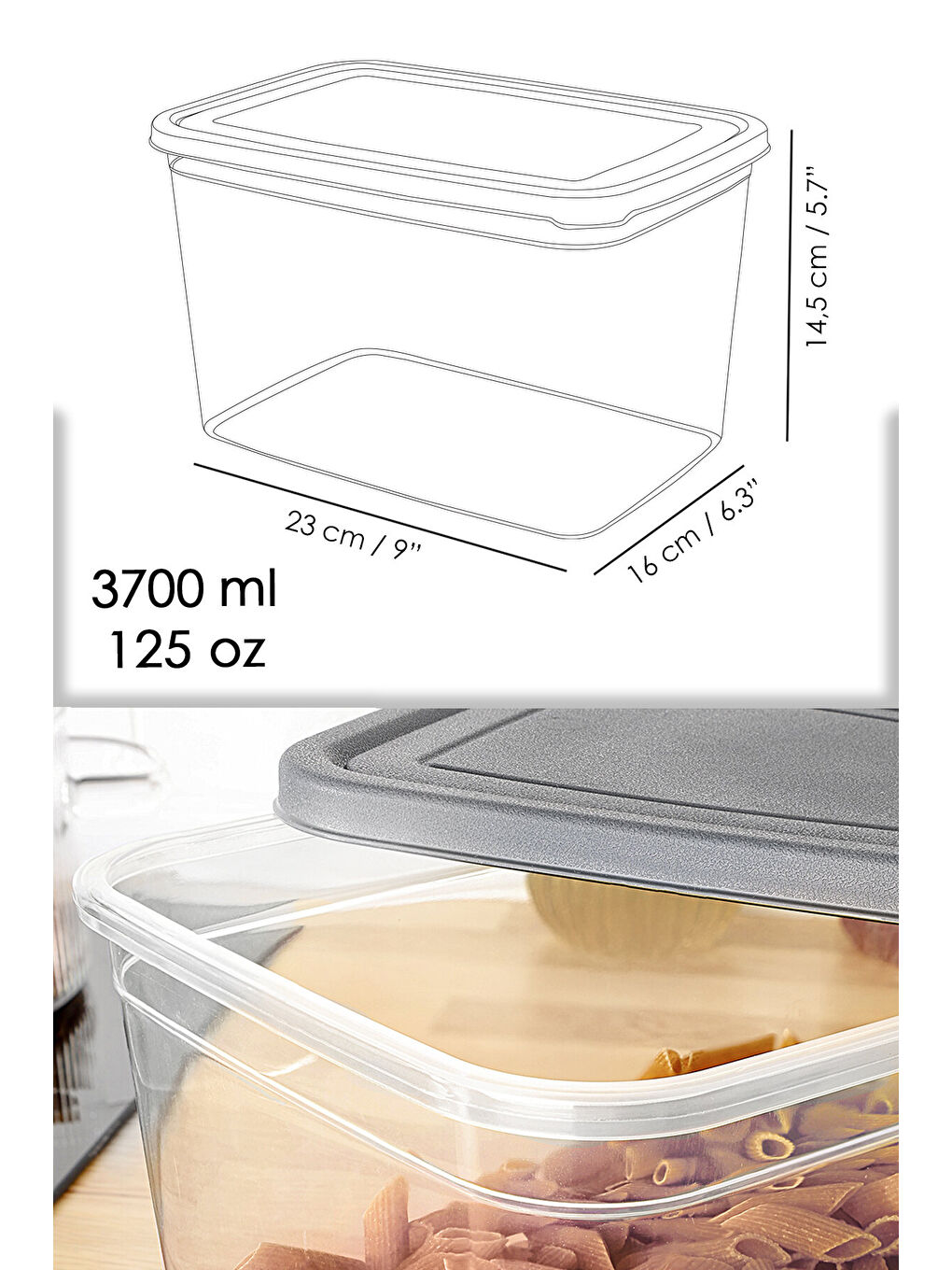 Renksiz 3 Adet Erzak Saklama Kabı 3700 ml-6