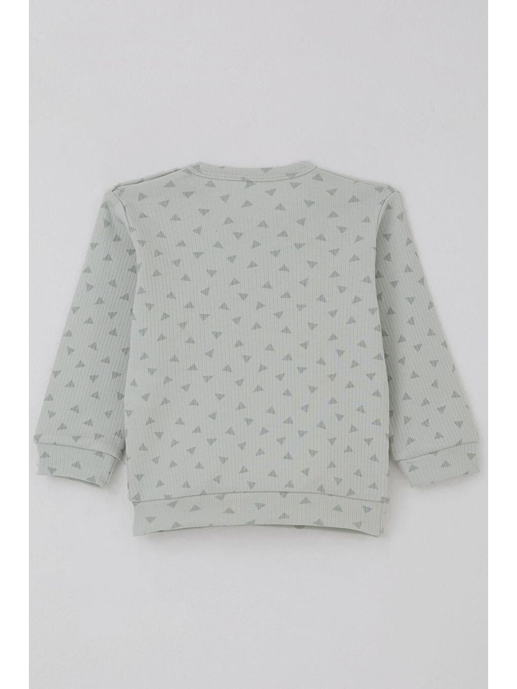 Turkuaz Erkek Bebek Pijama Takımı Omuzdan Patlı Minik Üçgenler Desenli Su Yeşili (4 Ay-1 Yaş)-3