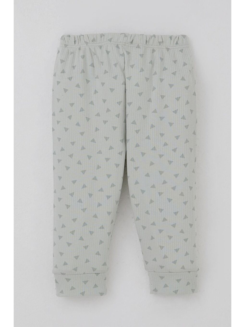 Turkuaz Erkek Bebek Pijama Takımı Omuzdan Patlı Minik Üçgenler Desenli Su Yeşili (4 Ay-1 Yaş)-4