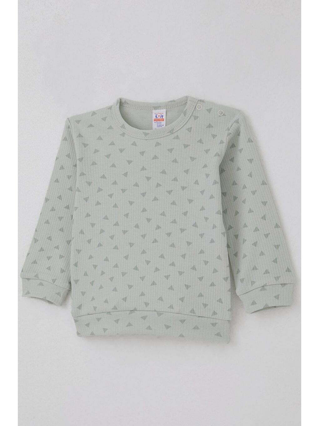 Turkuaz Erkek Bebek Pijama Takımı Omuzdan Patlı Minik Üçgenler Desenli Su Yeşili (4 Ay-1 Yaş)-5