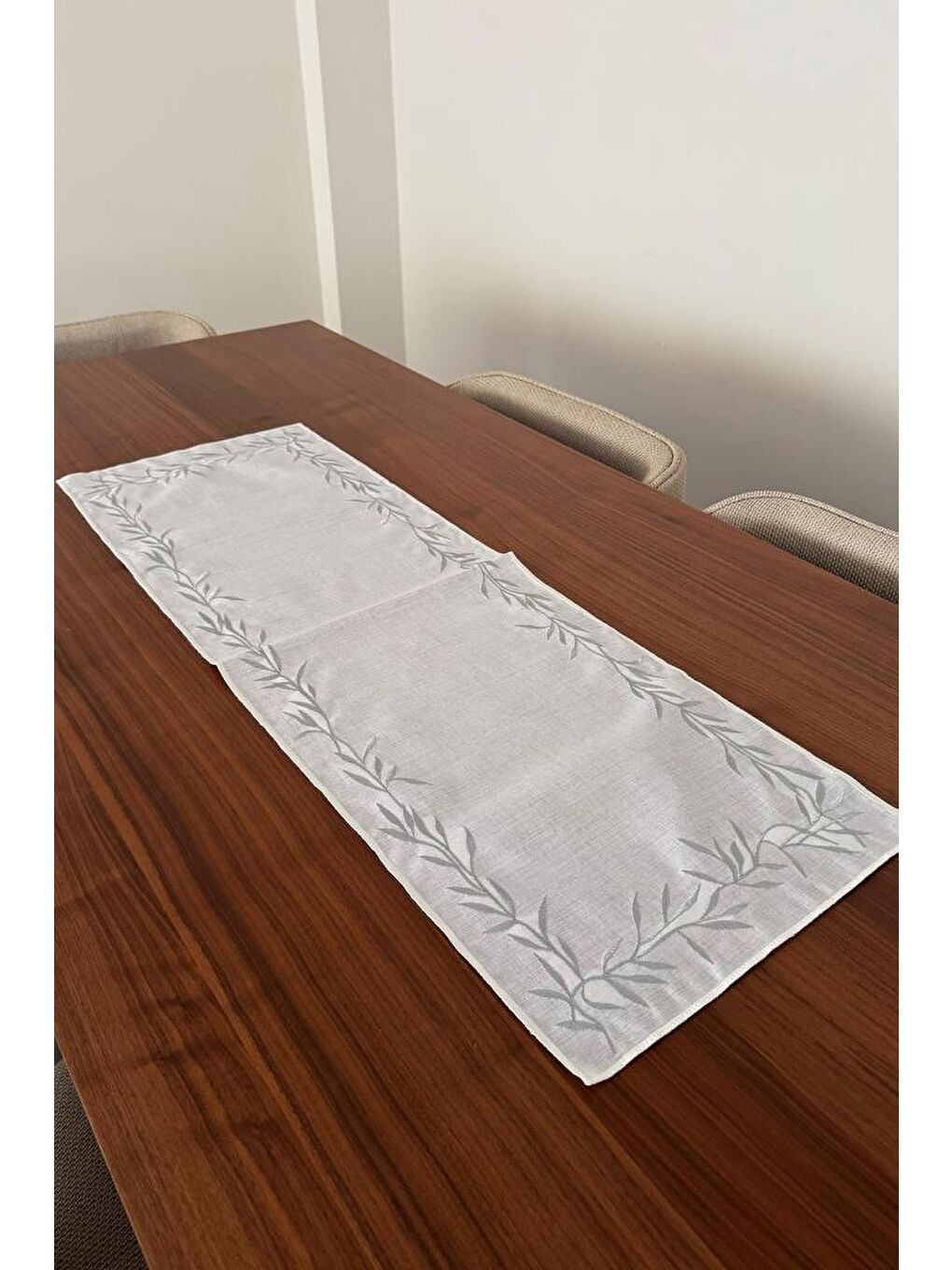 Gri Nazlım Keten Nakışlı Amerikan Servis Takımı 19 Parça Silver-1