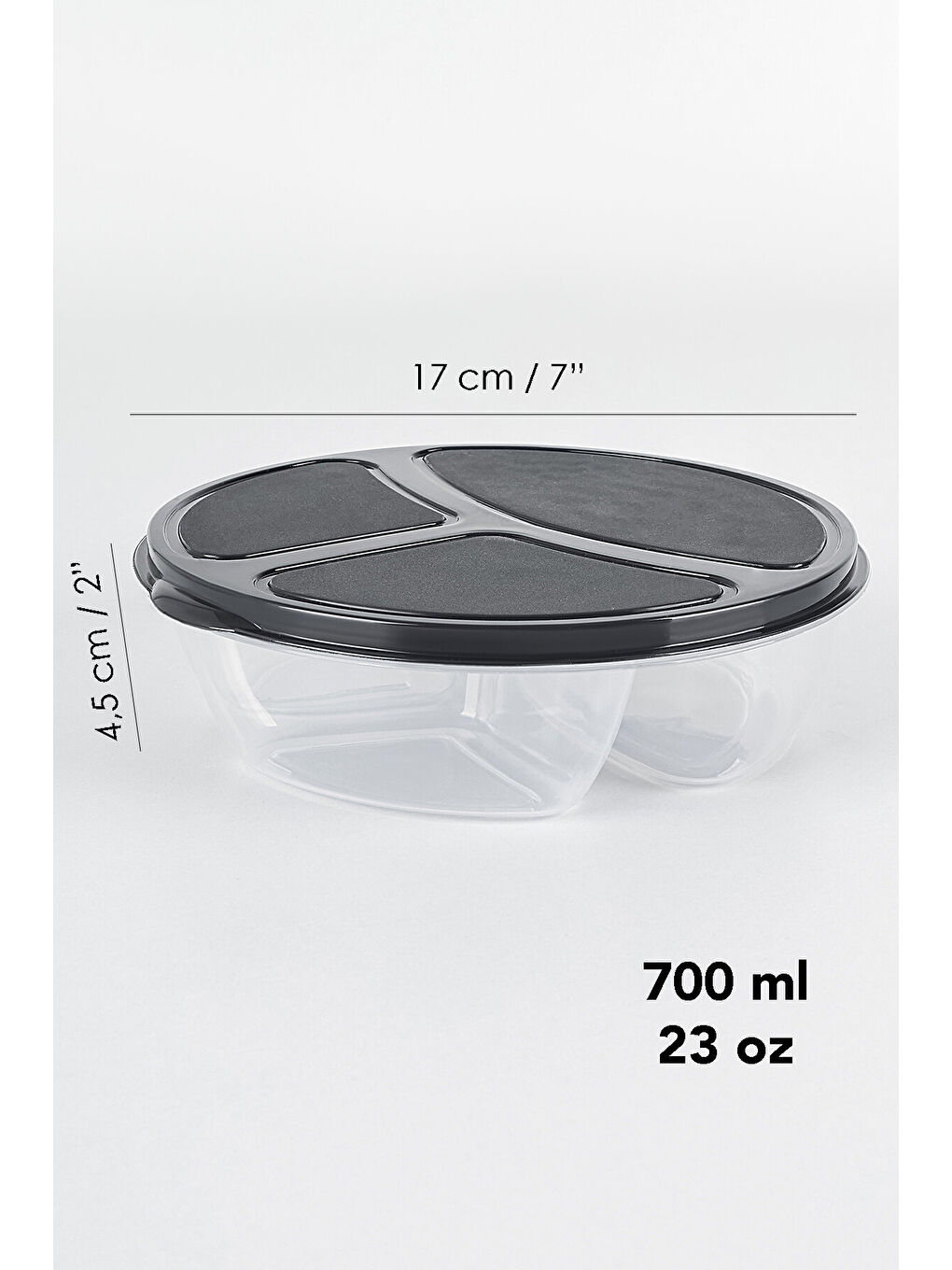 Gri 6 Adet Yuvarlak 3 Bölmeli Saklama Kabı-7