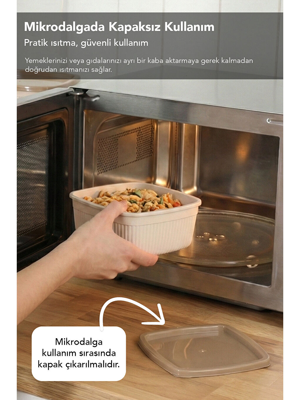 Bej 20'li Çizgili Kare Erzak Gıda Saklama Kabı Seti-6