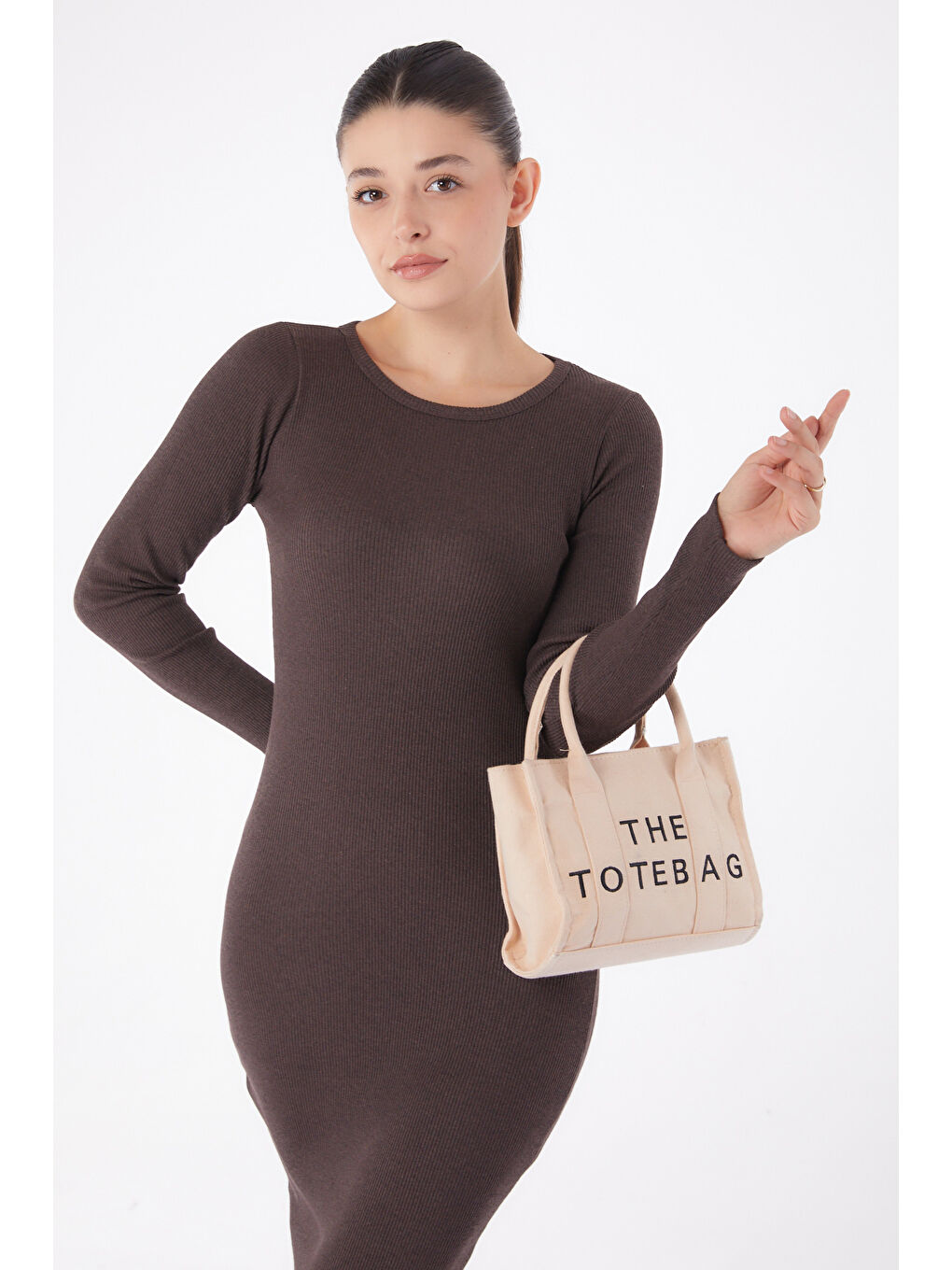 Kahverengi Midi Elbise Kahve - 26126-1