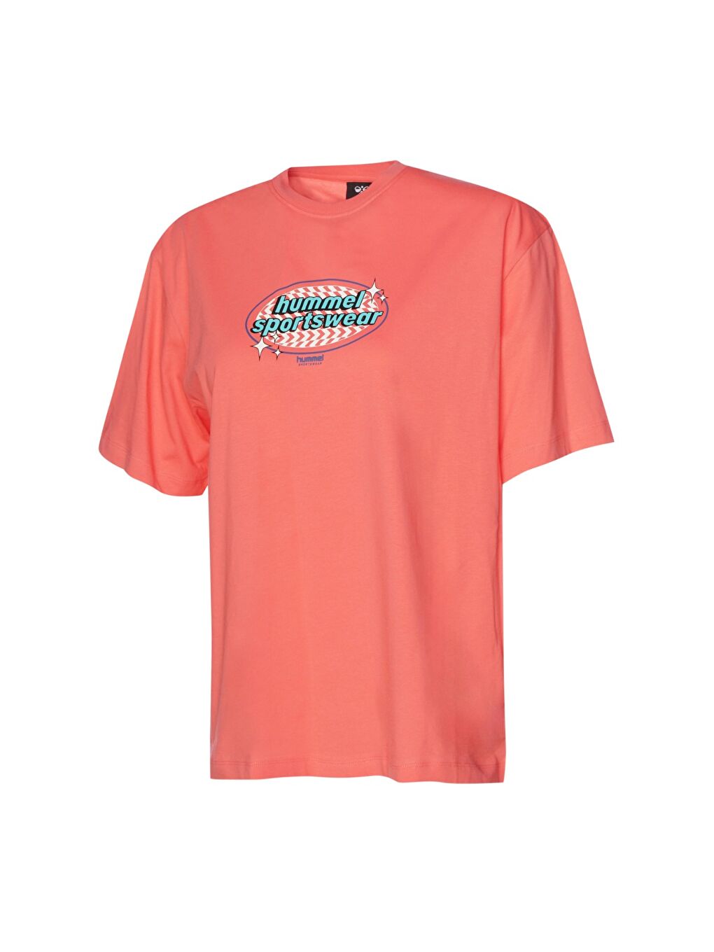 Patez Oversize Kadın Pembe Yuvarlak Yaka Tişört