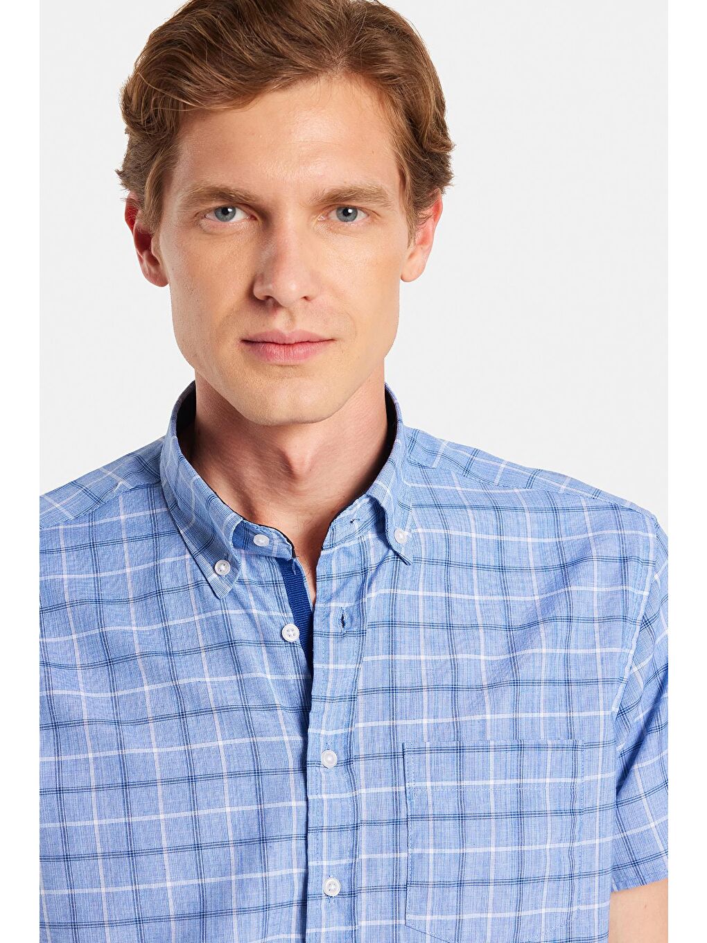 Karışık Erkek Regular Fit Klasik Kesim Pamuklu Tek Cepli Ekoseli Düğmeli Yaka Gömlek-1