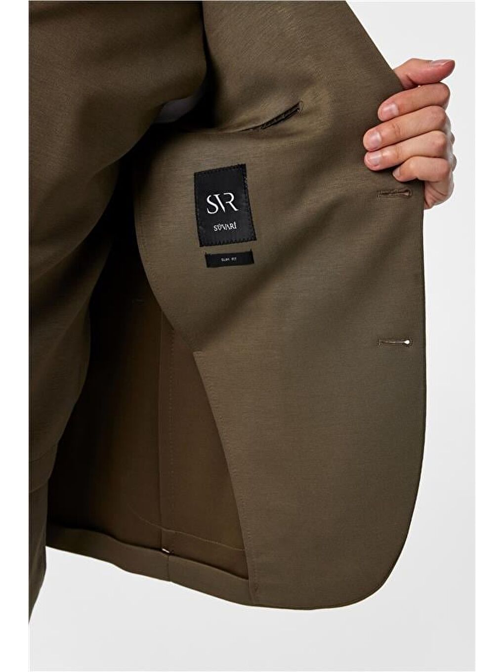 Haki Slim Düz Sivri Yaka 6 Drop Takım Elbise-6