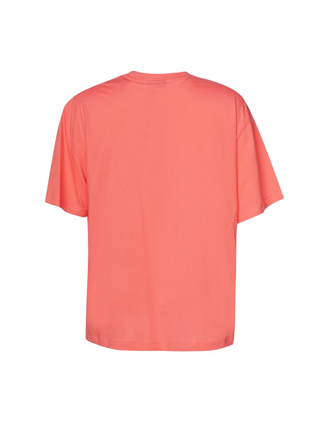 Patez Oversize Kadın Pembe Yuvarlak Yaka Tişört-2