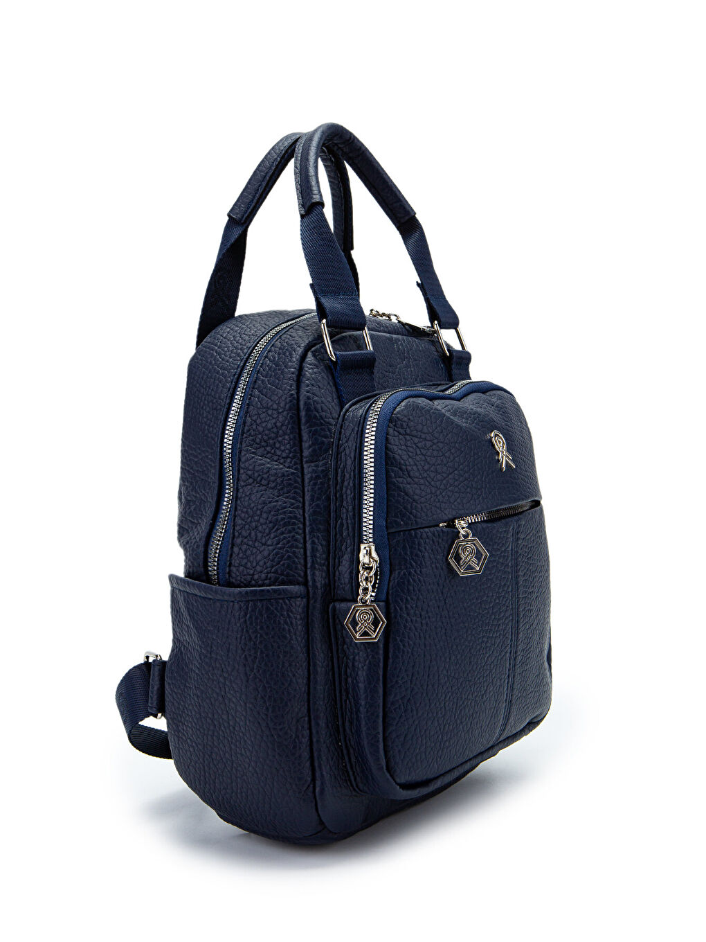 Çok Gözlü Suni Deri Bucky Sırt Çanta Lacivert-1