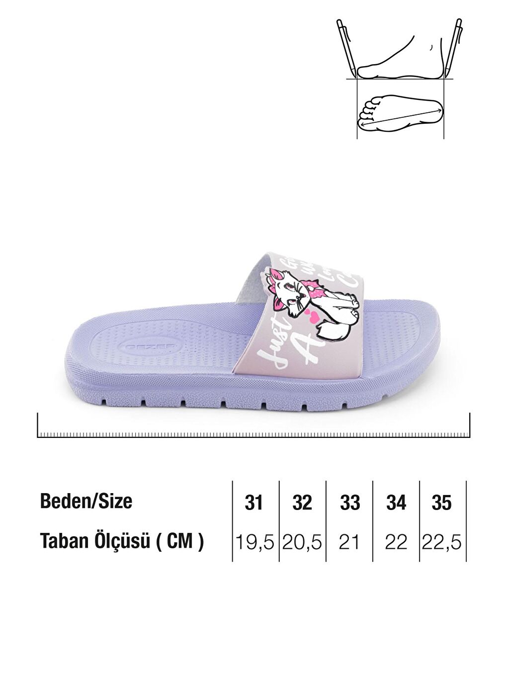 Lila Kız Çocuk Yazlık PU Islak Zemine Uygun Ev Bahçe Banyo Havuz Terlik-1