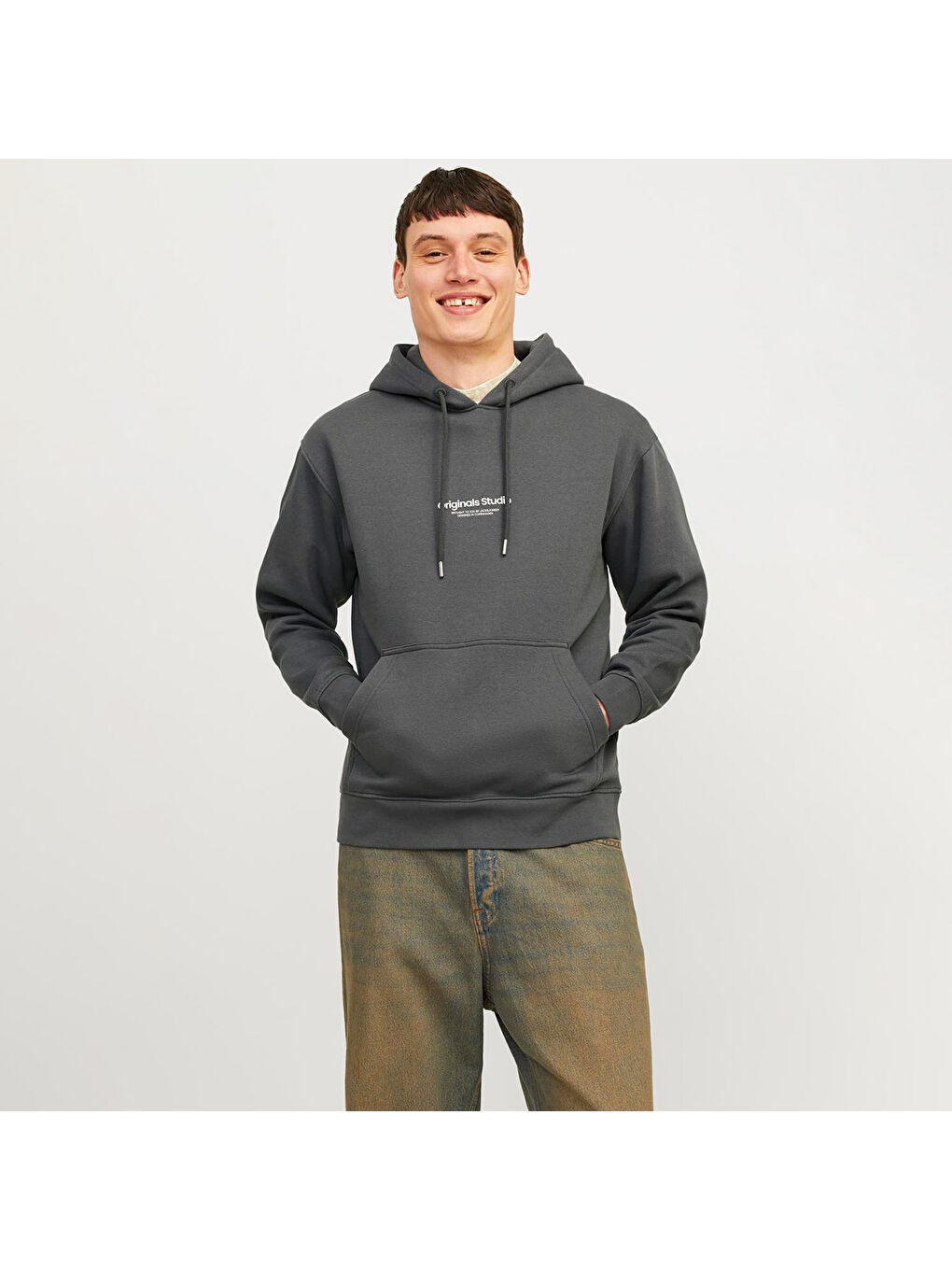 Jack & Jones Hood Vesterbro Erkek Gri Kapüşonlu Sweatshirt