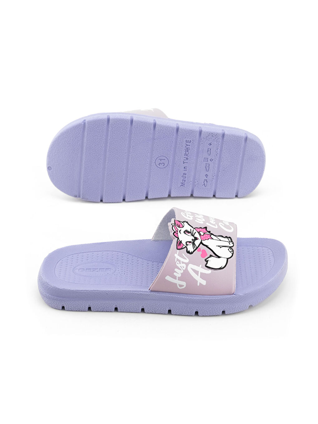 Lila Kız Çocuk Yazlık PU Islak Zemine Uygun Ev Bahçe Banyo Havuz Terlik-4