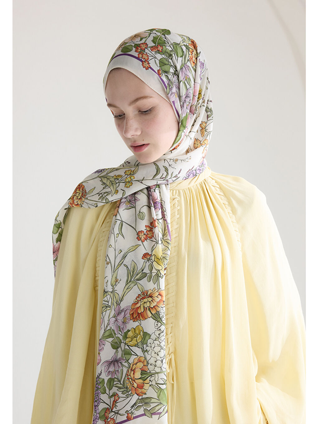 Valentına Floş Viskon Şal Bej-1