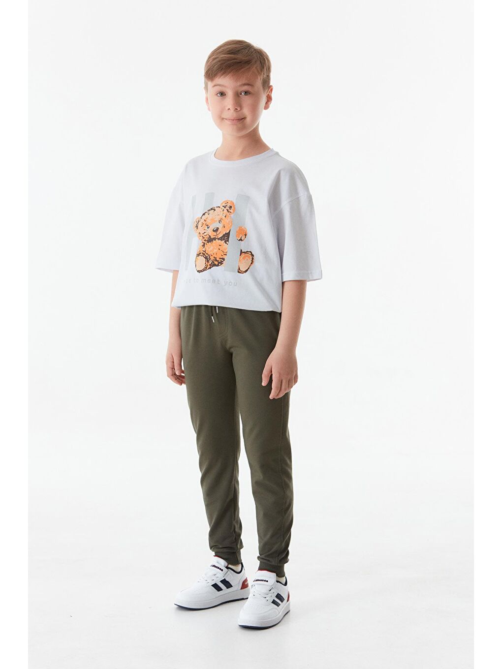 Haki Baskılı Beli Lastikli Jogger Erkek Çocuk Eşofman Altı