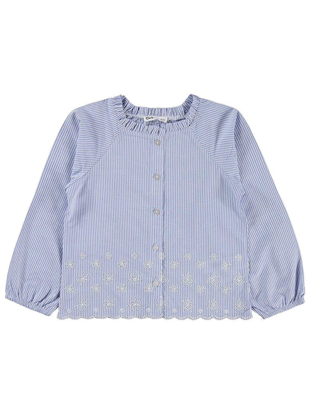 Girls Çizgili 6-9 Yaş Gömlek - Mavi