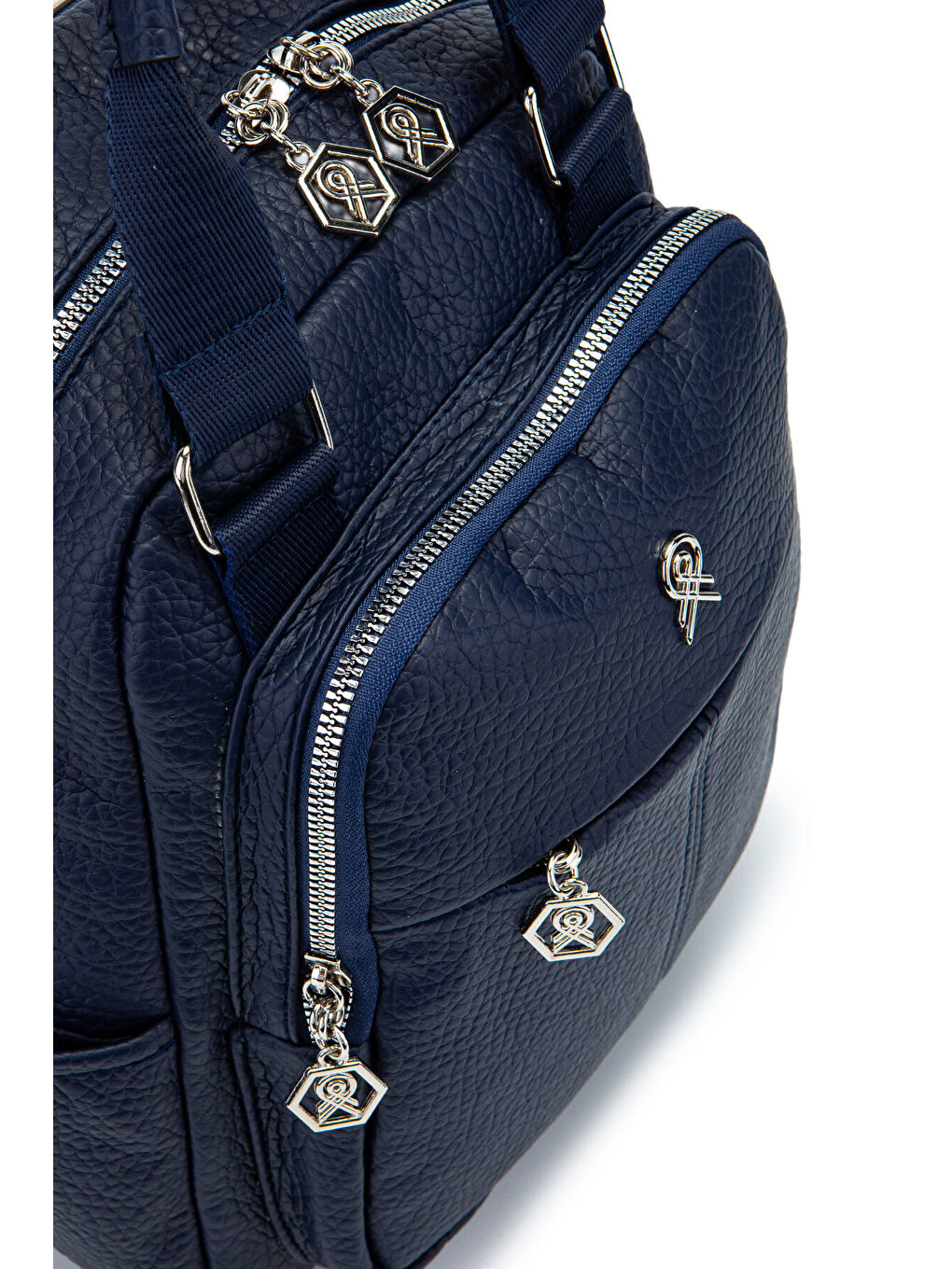 Çok Gözlü Suni Deri Bucky Sırt Çanta Lacivert-3