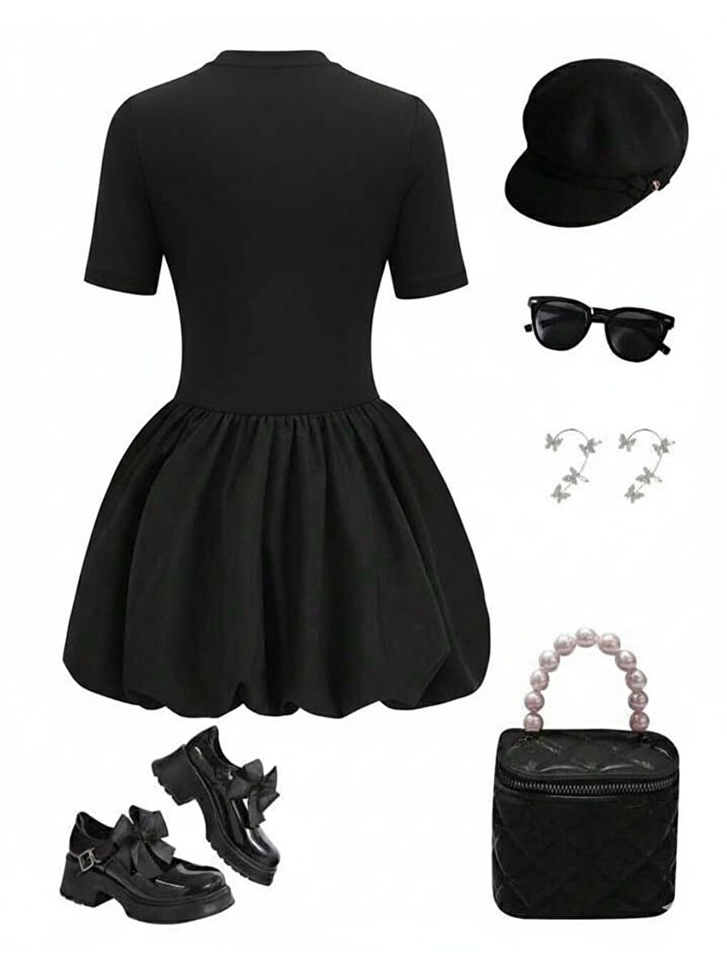 Kız Çocuk Günlük & Özel Siyah Elbise 3-12 Yaş 12501