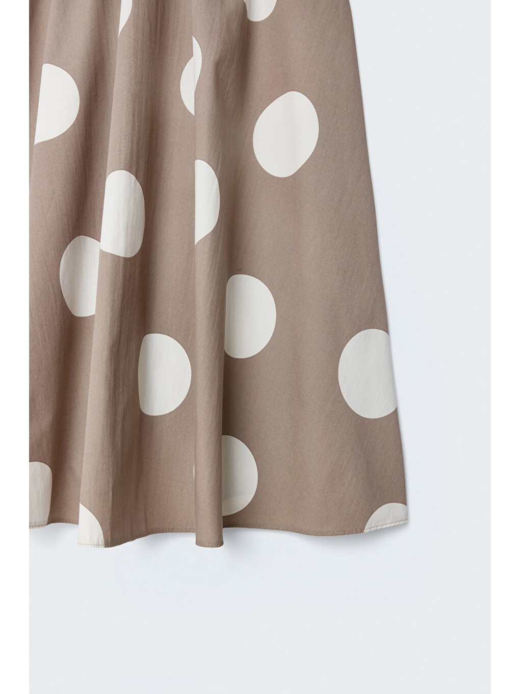 Bej Puantiye Desenli Poplin Etek - Vizon-3