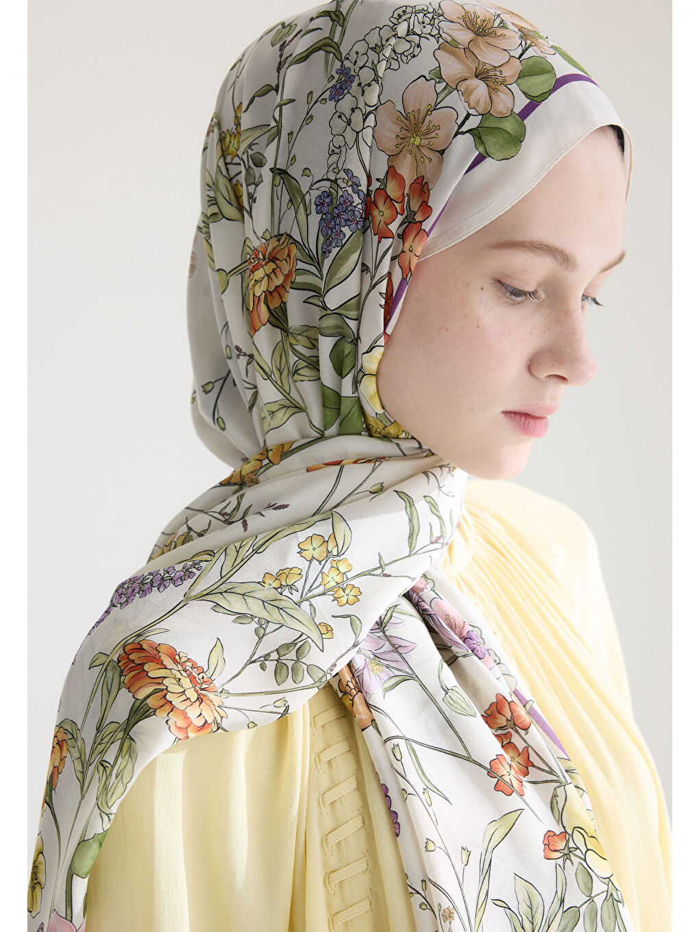 Valentına Floş Viskon Şal Bej-2