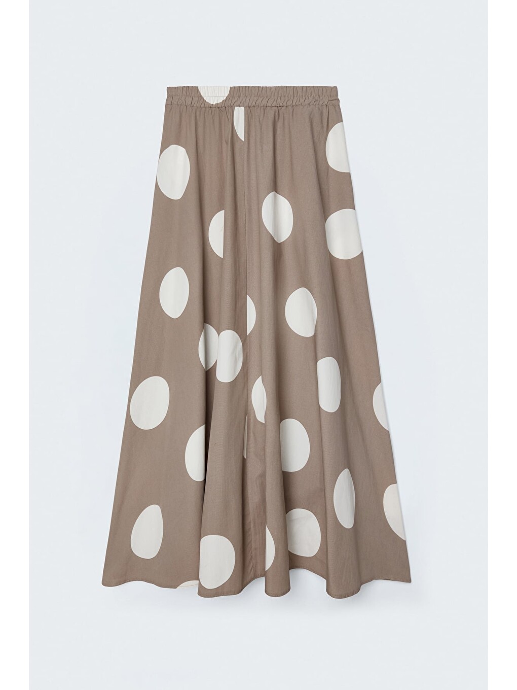 Bej Puantiye Desenli Poplin Etek - Vizon-4